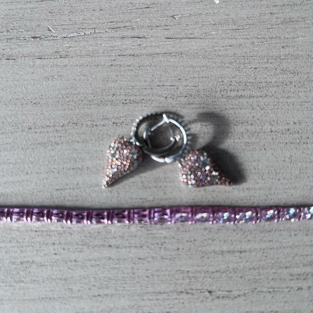 Sparkling Pink and Silver Women's Earrings set in sterling